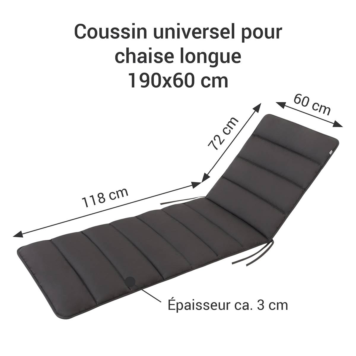 Coussin de Transat FlAIR - gris - 190x60cm - Image 6