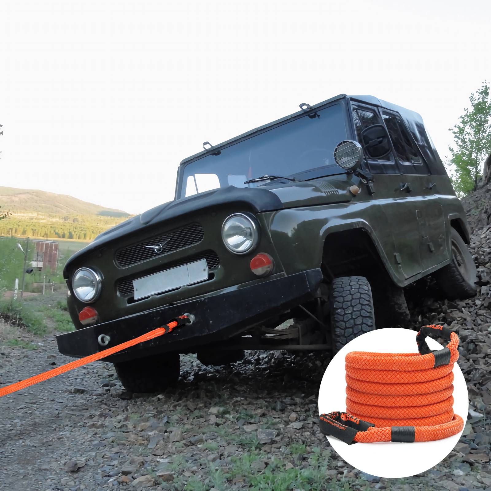 VEVOR Corde remorquage cinétique 22,2 mm x 6,1 m, 13871 kg, 30% élasticité. Jeep, camion. - Image 8