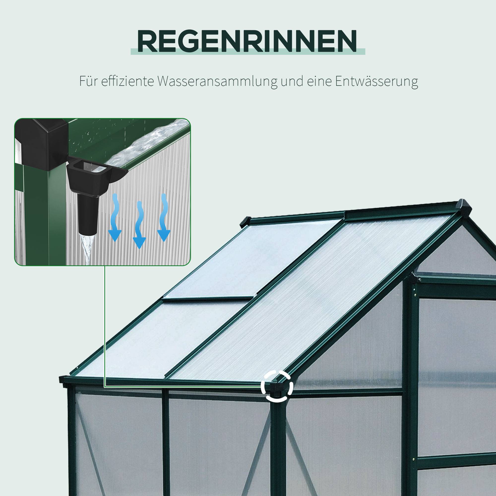 ComfortXL - Serre de jardin en aluminium et polycarbonate 190 x 132 x 201 cm verte avec lucarne pour légumes fleurs et herbes - Image 7