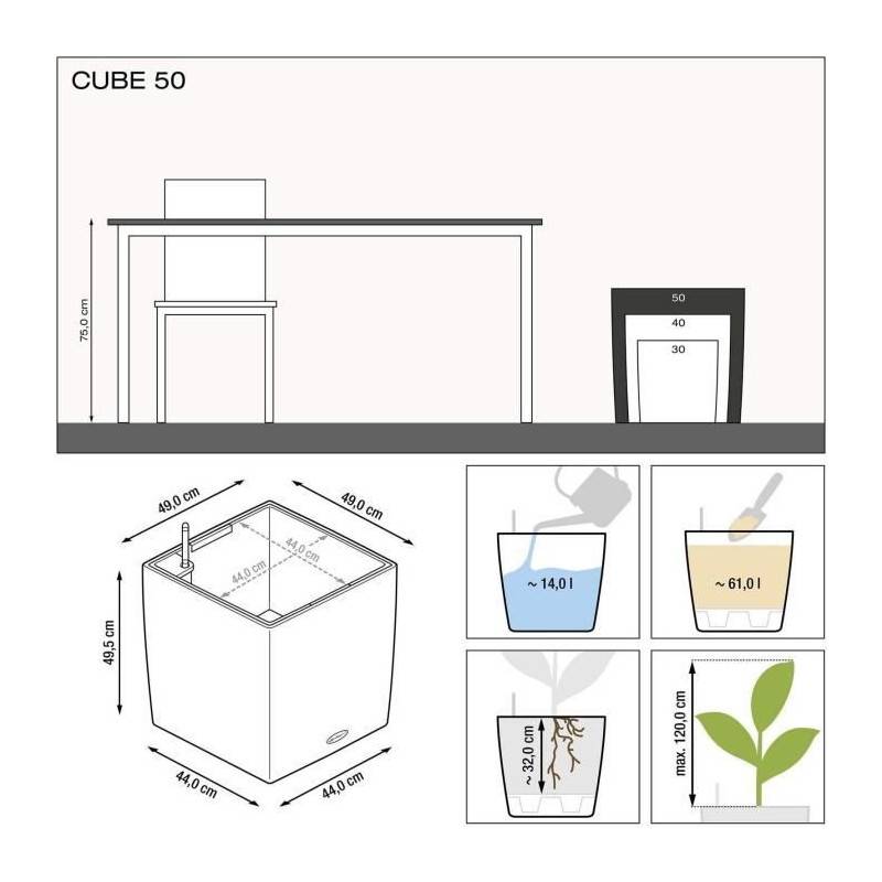 Lechuza - Lechuza Jardiniere Cube Cottage 50 All-in-one Moka 442088 - Image 3