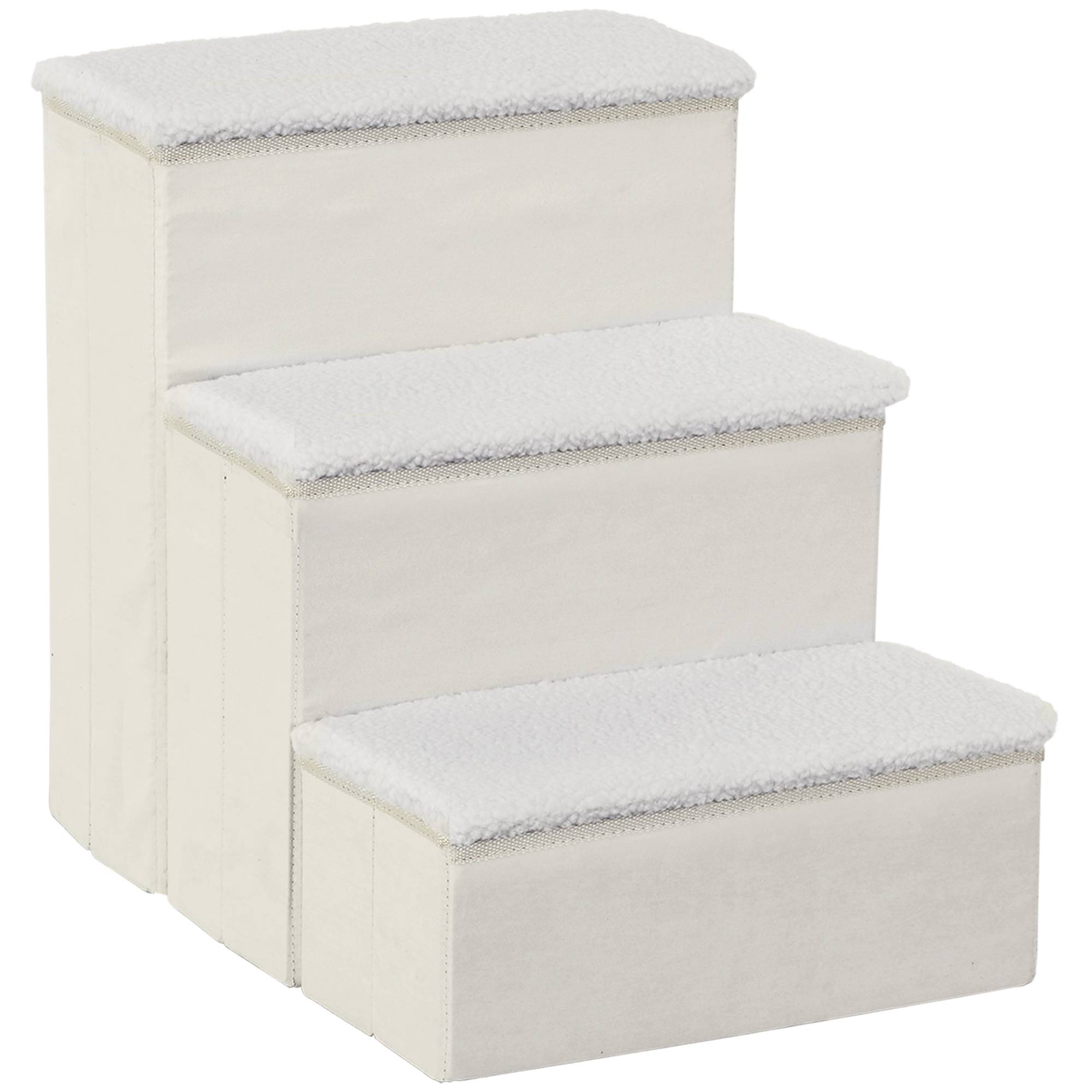 ComfortXL - Escalier pour chien pliable MDF blanc 40 x 54 x 48 cm 3 marches pour canapé lit voiture avec rangement - Image 10
