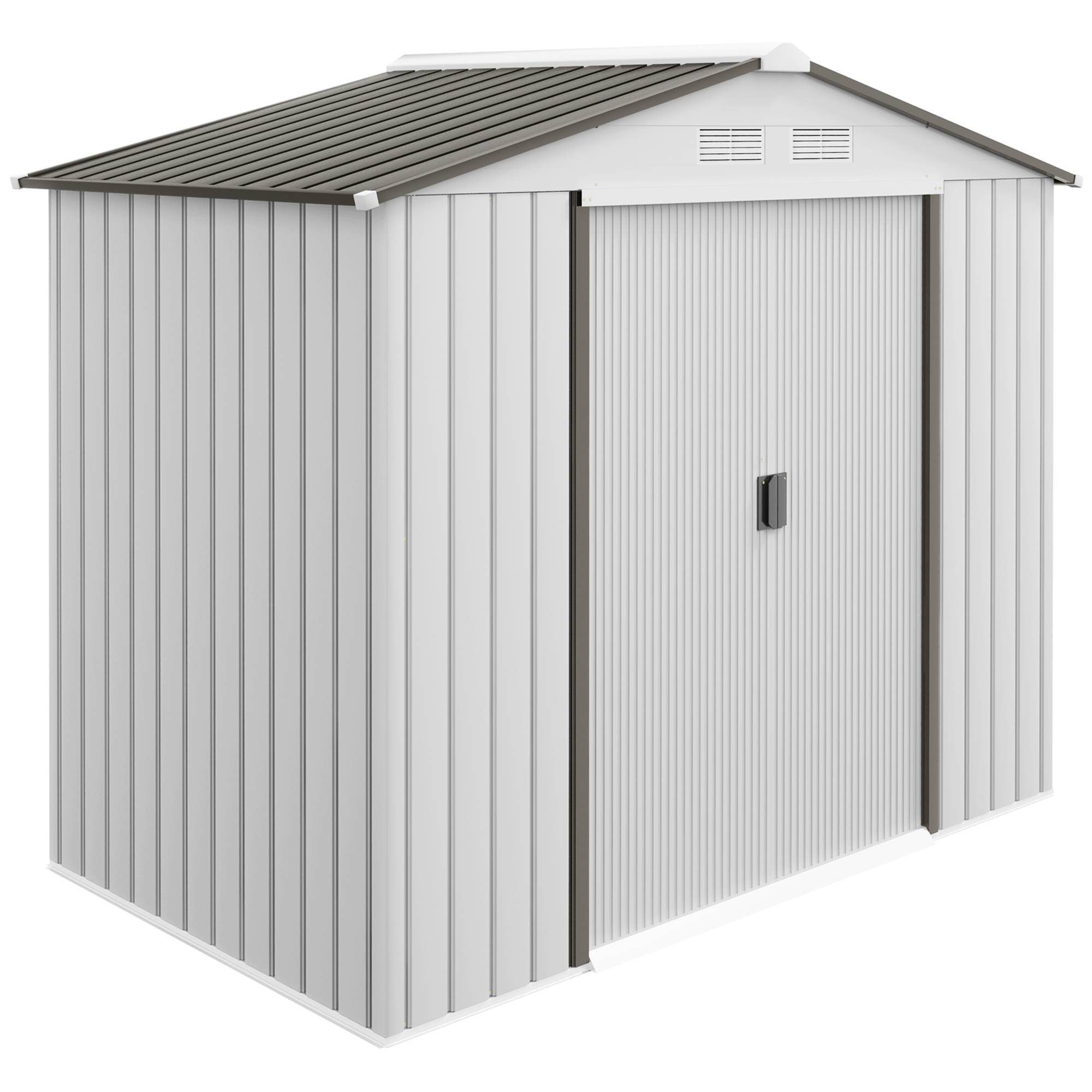 Abri de jardin acier 213x130x185 cm avec portes coulissantes, cabanon rangement extérieur blanc - Image 1