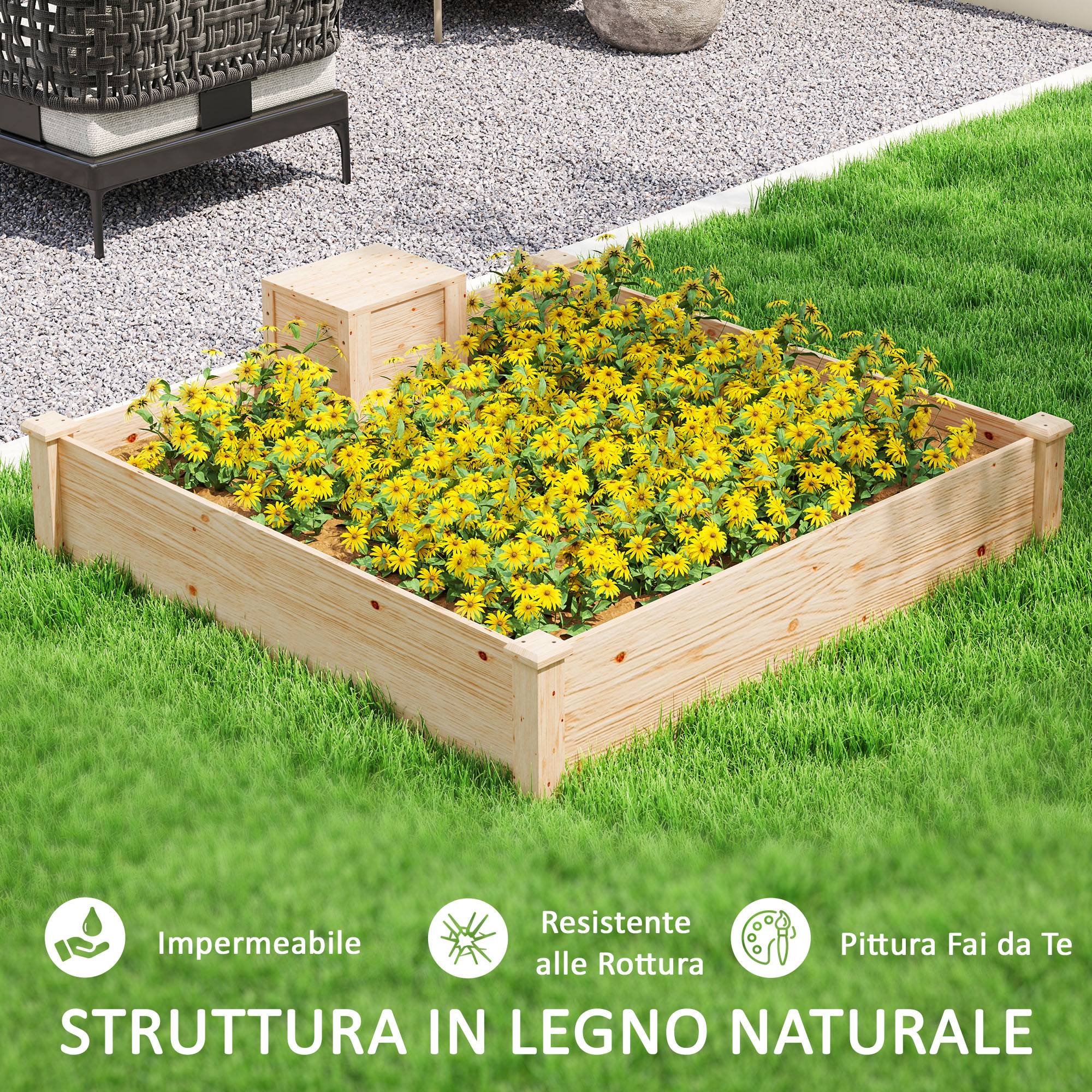 ComfortXL - Carré potager bois sapin jardin bac composteur intégré base ouverte 123x123cm - ComfortXL Outdoor Living - Image 9