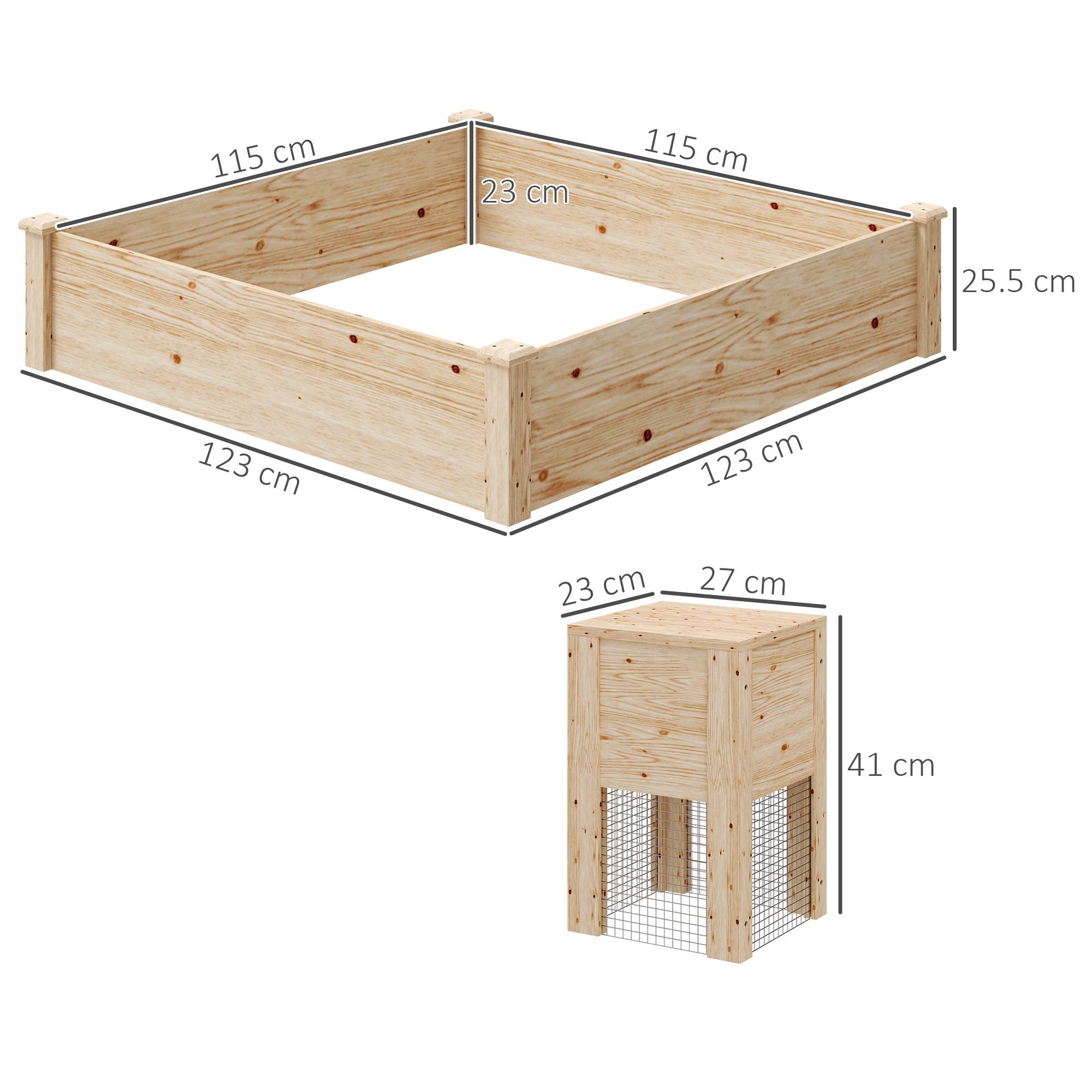 ComfortXL - Carré potager bois sapin jardin bac composteur intégré base ouverte 123x123cm - ComfortXL Outdoor Living - Image 5
