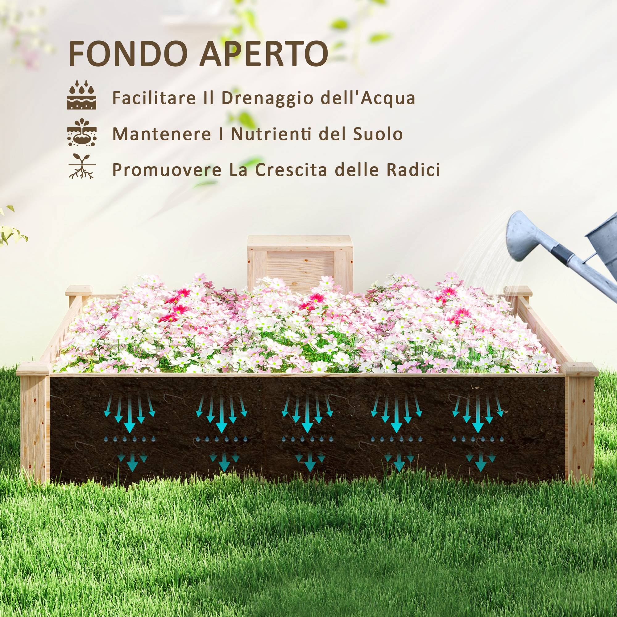 ComfortXL - Carré potager bois sapin jardin bac composteur intégré base ouverte 123x123cm - ComfortXL Outdoor Living - Image 8