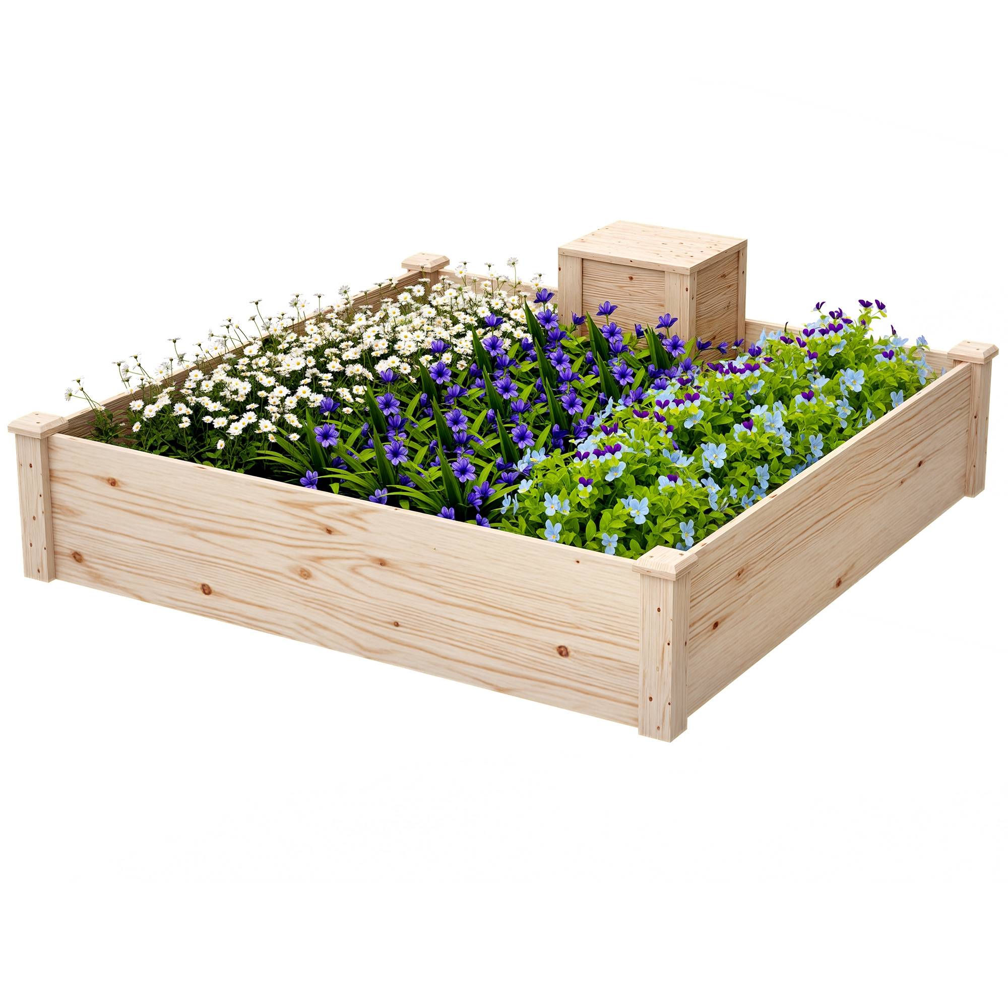 ComfortXL - Carré potager bois sapin jardin bac composteur intégré base ouverte 123x123cm - ComfortXL Outdoor Living - Image 1