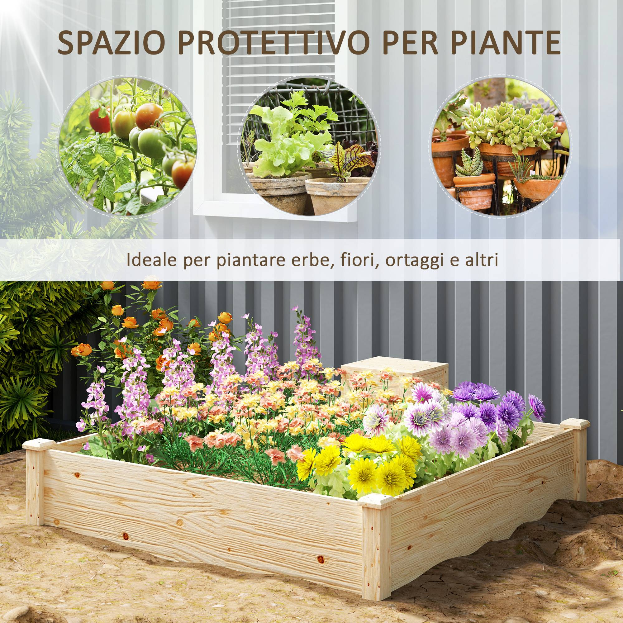 ComfortXL - Carré potager bois sapin jardin bac composteur intégré base ouverte 123x123cm - ComfortXL Outdoor Living - Image 6