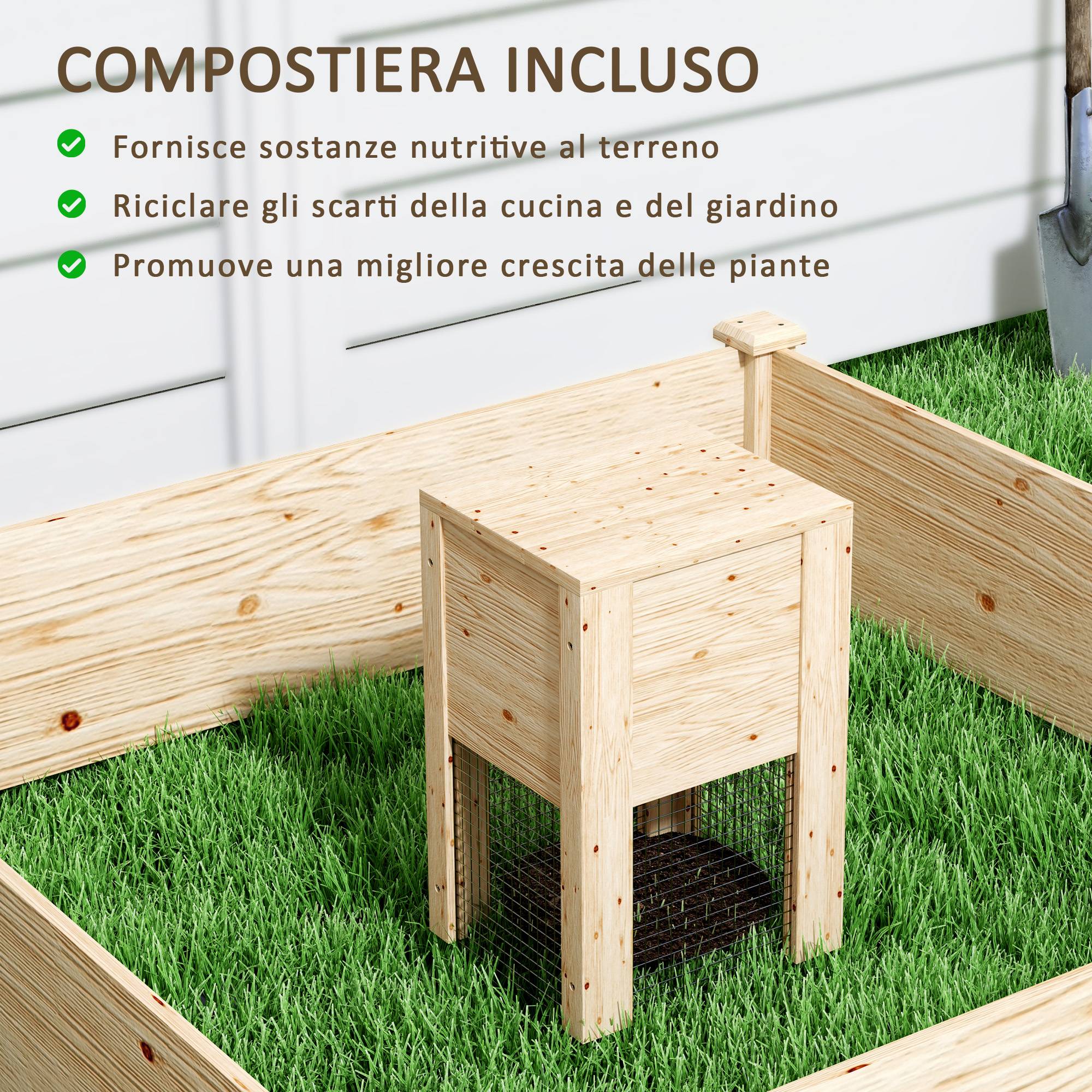 ComfortXL - Carré potager bois sapin jardin bac composteur intégré base ouverte 123x123cm - ComfortXL Outdoor Living - Image 7