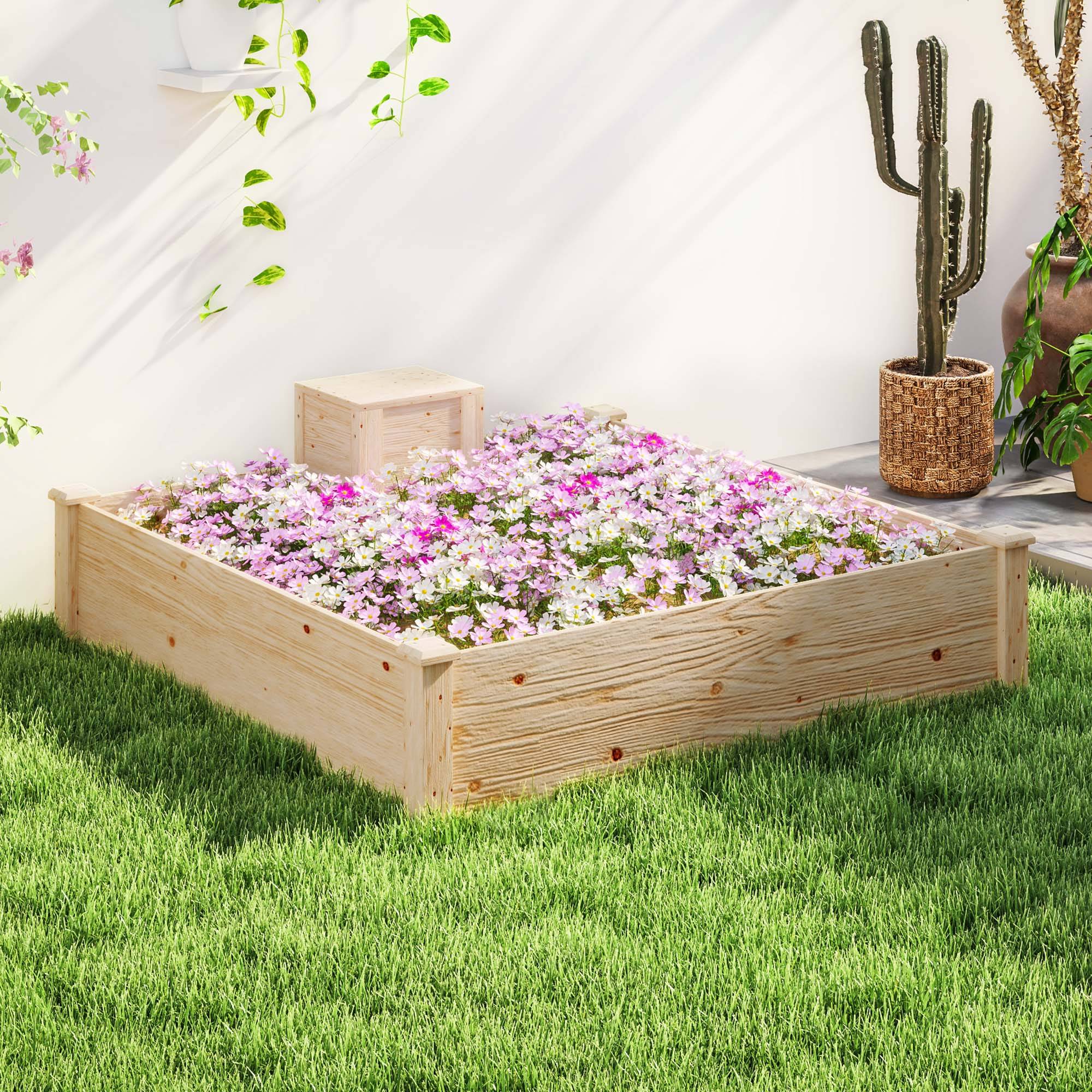 ComfortXL - Carré potager bois sapin jardin bac composteur intégré base ouverte 123x123cm - ComfortXL Outdoor Living - Image 4