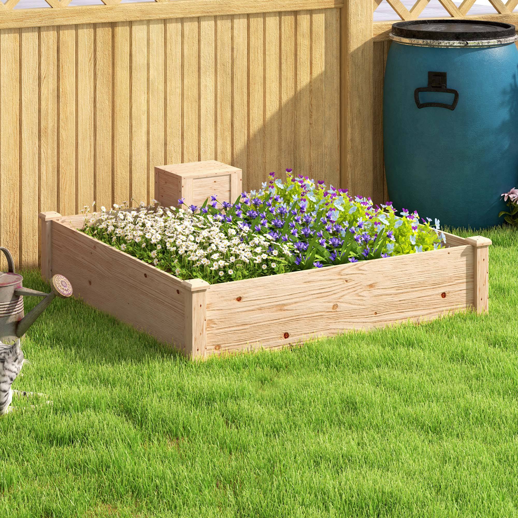 ComfortXL - Carré potager bois sapin jardin bac composteur intégré base ouverte 123x123cm - ComfortXL Outdoor Living - Image 10