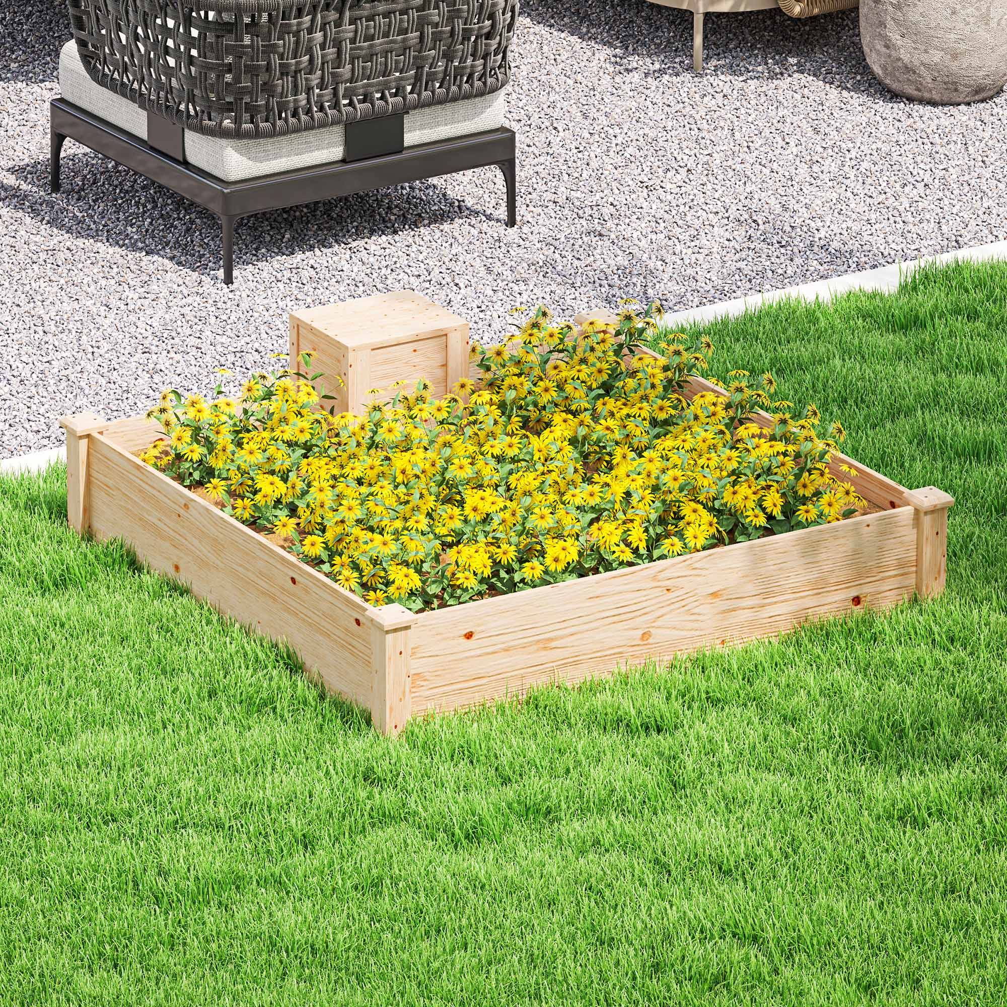 ComfortXL - Carré potager bois sapin jardin bac composteur intégré base ouverte 123x123cm - ComfortXL Outdoor Living - Image 3