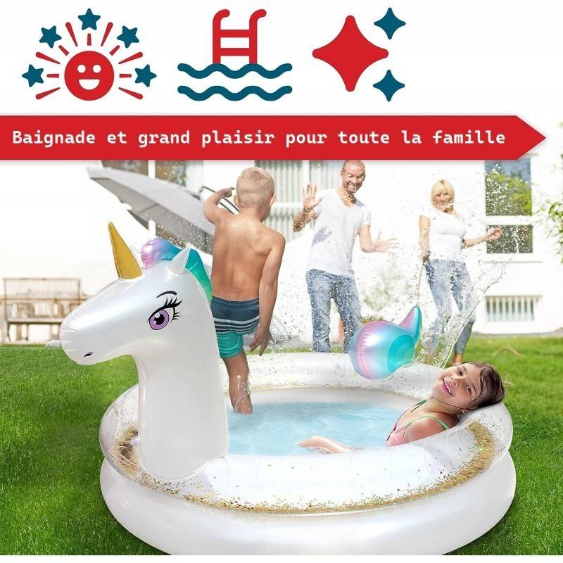 Piscine gonflable pour enfants - 200x135x90 cm piscine hors sol design Licorne- à partir de 3ans. - Image 2