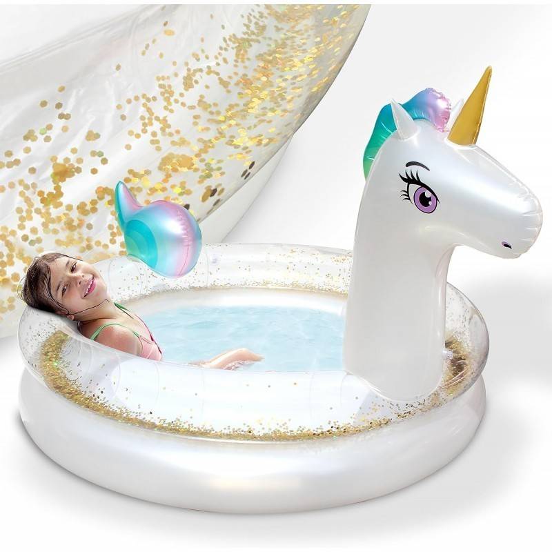 Piscine gonflable pour enfants - 200x135x90 cm piscine hors sol design Licorne- à partir de 3ans. - Image 1