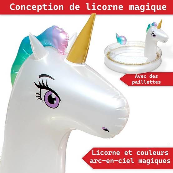 Piscine gonflable pour enfants - 200x135x90 cm piscine hors sol design Licorne- à partir de 3ans. - Image 4
