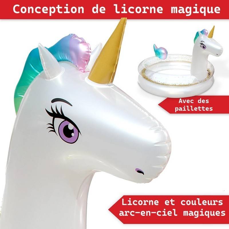 Piscine gonflable pour enfants - 200x135x90 cm piscine hors sol design Licorne- à partir de 3ans. - Image 4