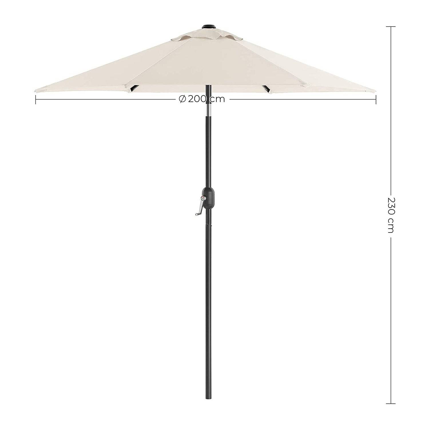 Helloshop26 - Parasol de jardin 2 m ombrelle mât et baleines en métal inclinable socle non inclus pour jardin balcon terrasse extérieur piscine plage beige - Image 5