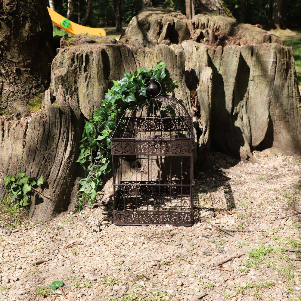 Cage à oiseaux bougeoir en métal marron 51 x 27 x 28 cm Chemin de campagne - Image 2