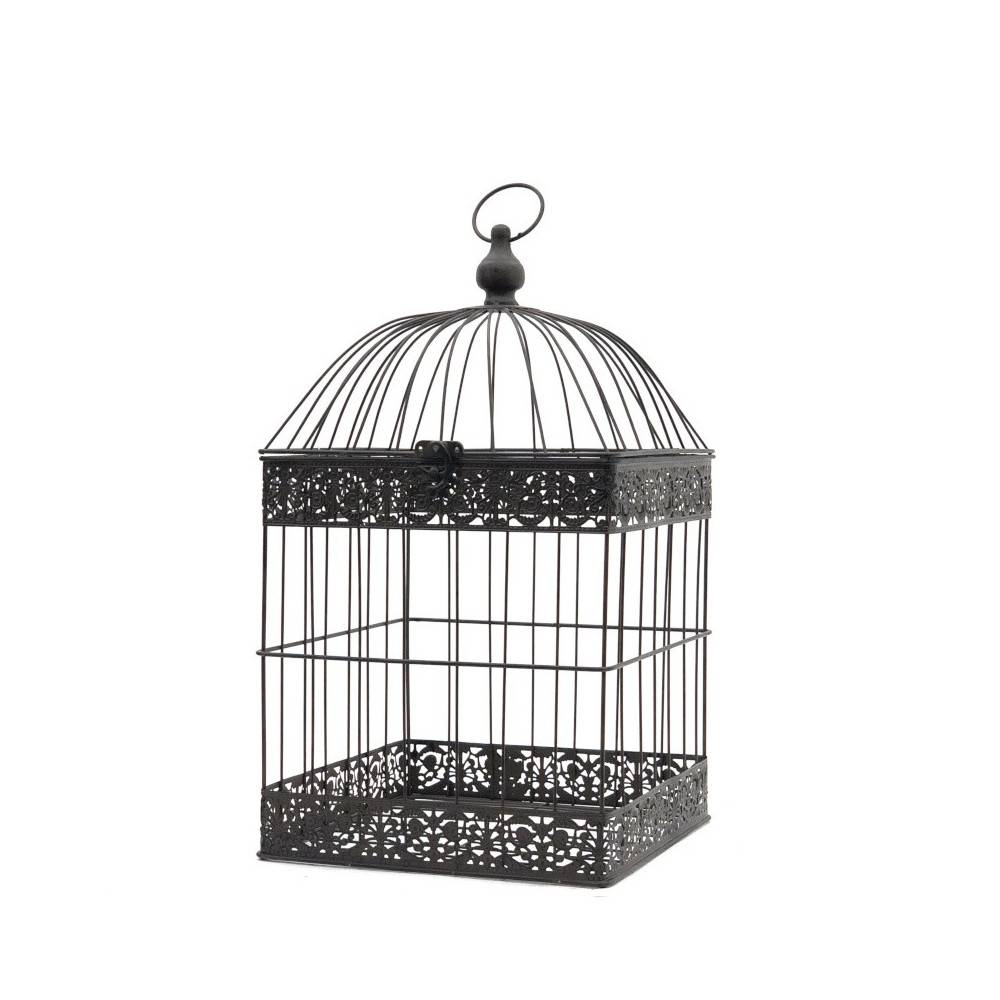 Cage à oiseaux bougeoir en métal marron 51 x 27 x 28 cm Chemin de campagne - Image 1