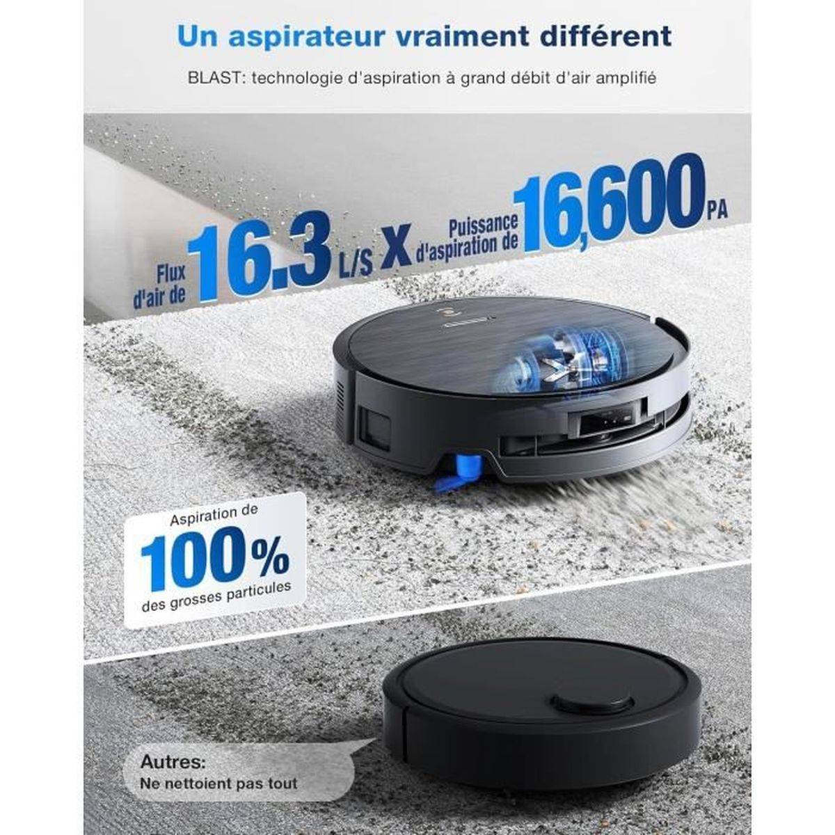 Aspirateur robot laveur ECOVACS DEEBOT X9 Pro Omni, aspiration 16 600 Pa, lavage humide OZMO Roller - ECOVACS - Image 2