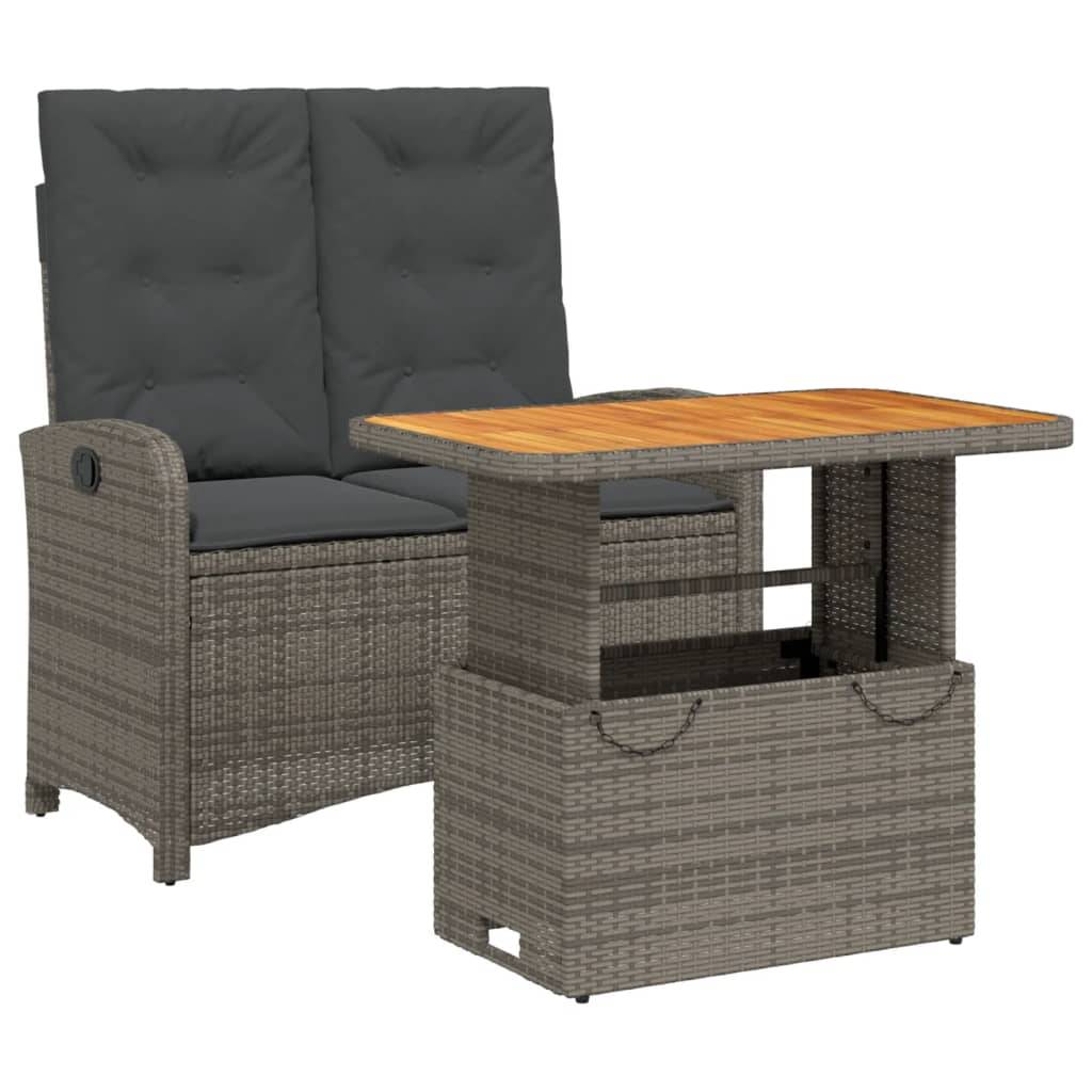 Vidaxl - Ensemble à manger de jardin et coussins 2 pcs-Salons de jardin gris rotin 861520 - Image 2