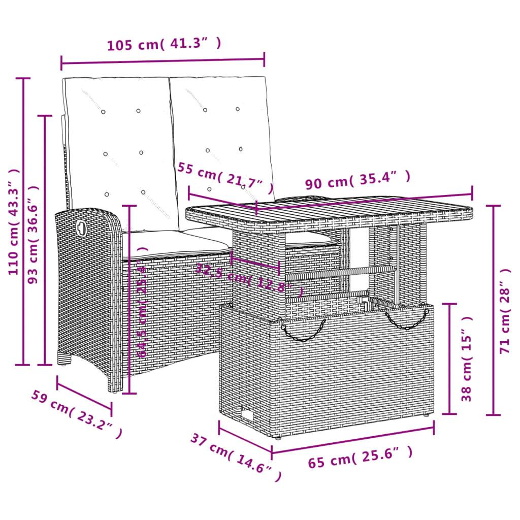 Vidaxl - Ensemble à manger de jardin et coussins 2 pcs-Salons de jardin gris rotin 861520 - Image 8