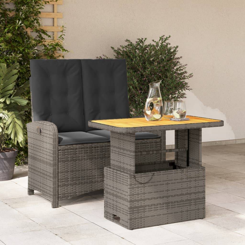 Vidaxl - Ensemble à manger de jardin et coussins 2 pcs-Salons de jardin gris rotin 861520 - Image 1