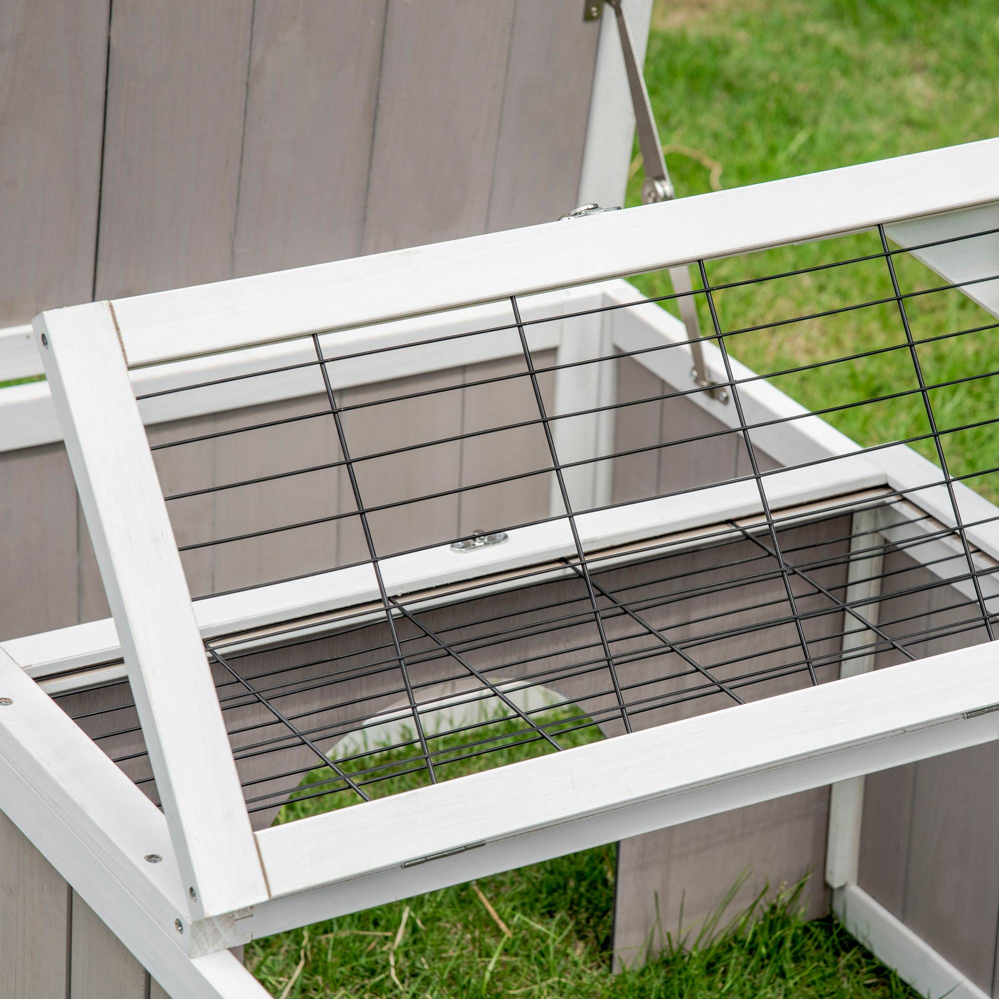Maison enclos cage pour petit animal tortue avec 2 espaces dim. 91,5L x 61l x 33H cm - bois de sapin - Image 10