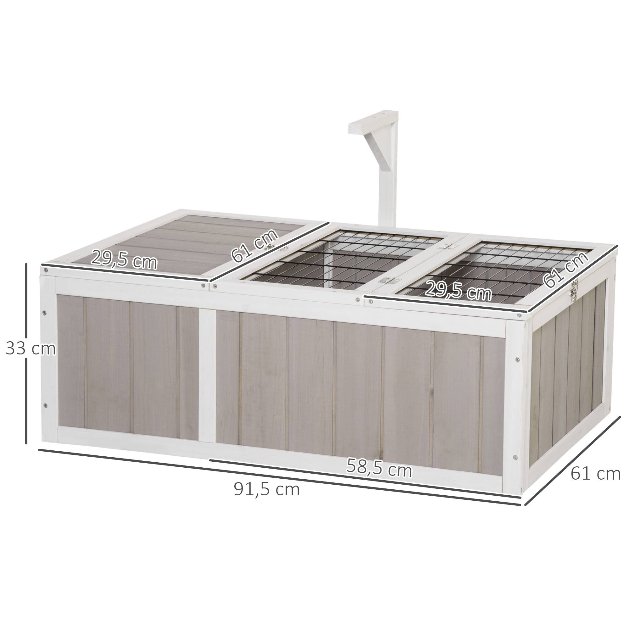 Maison enclos cage pour petit animal tortue avec 2 espaces dim. 91,5L x 61l x 33H cm - bois de sapin - Image 5