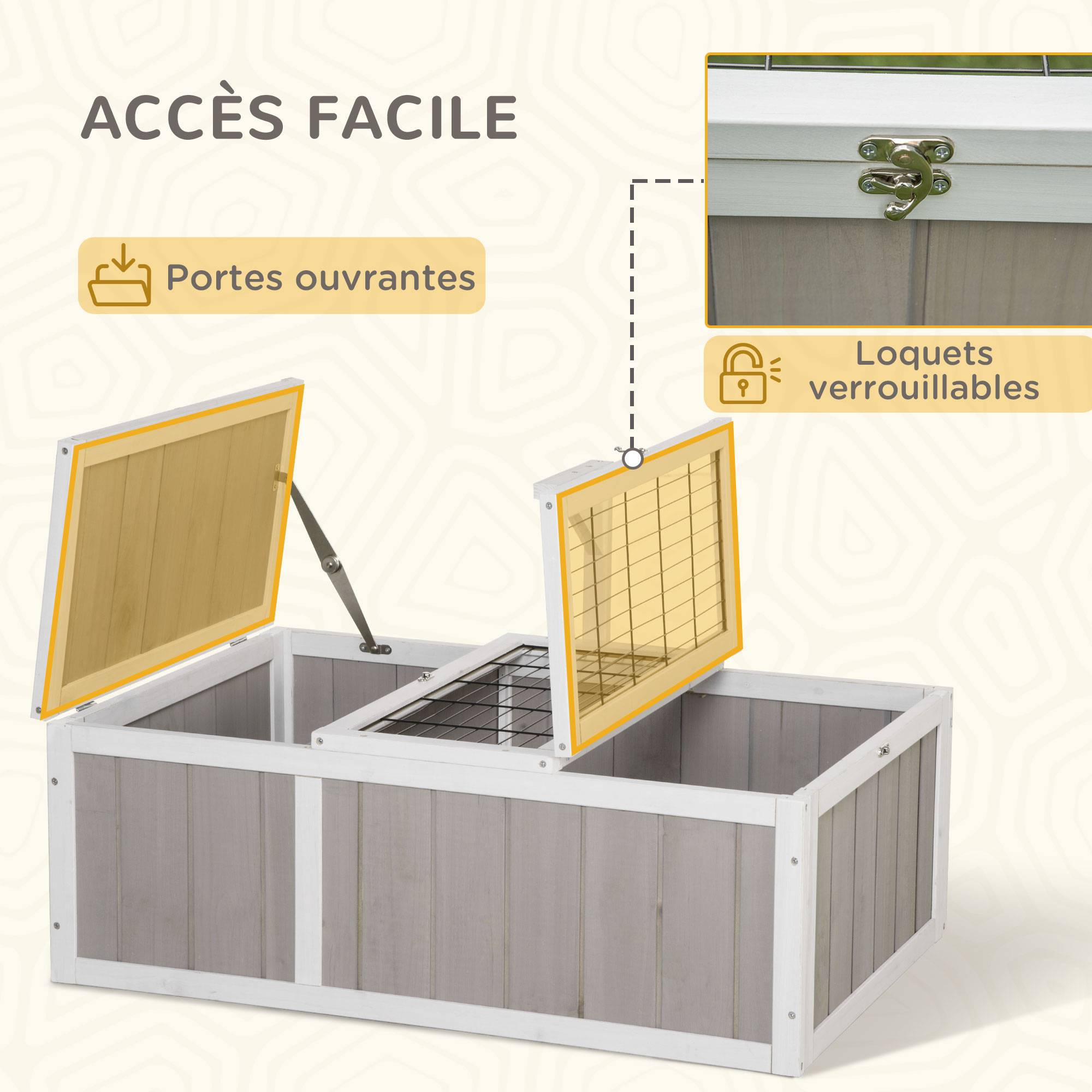 Maison enclos cage pour petit animal tortue avec 2 espaces dim. 91,5L x 61l x 33H cm - bois de sapin - Image 8