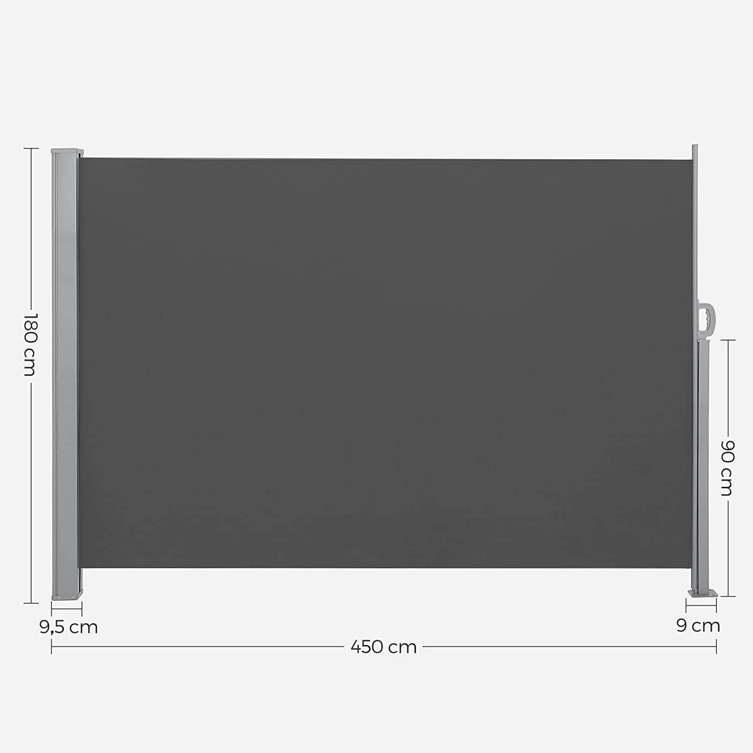 Helloshop26 - Store latéral 180 x 450 cm (h x l) brise-vue rétractable pare-soleil pour balcon terrasse jardin gris anthracite - Image 3