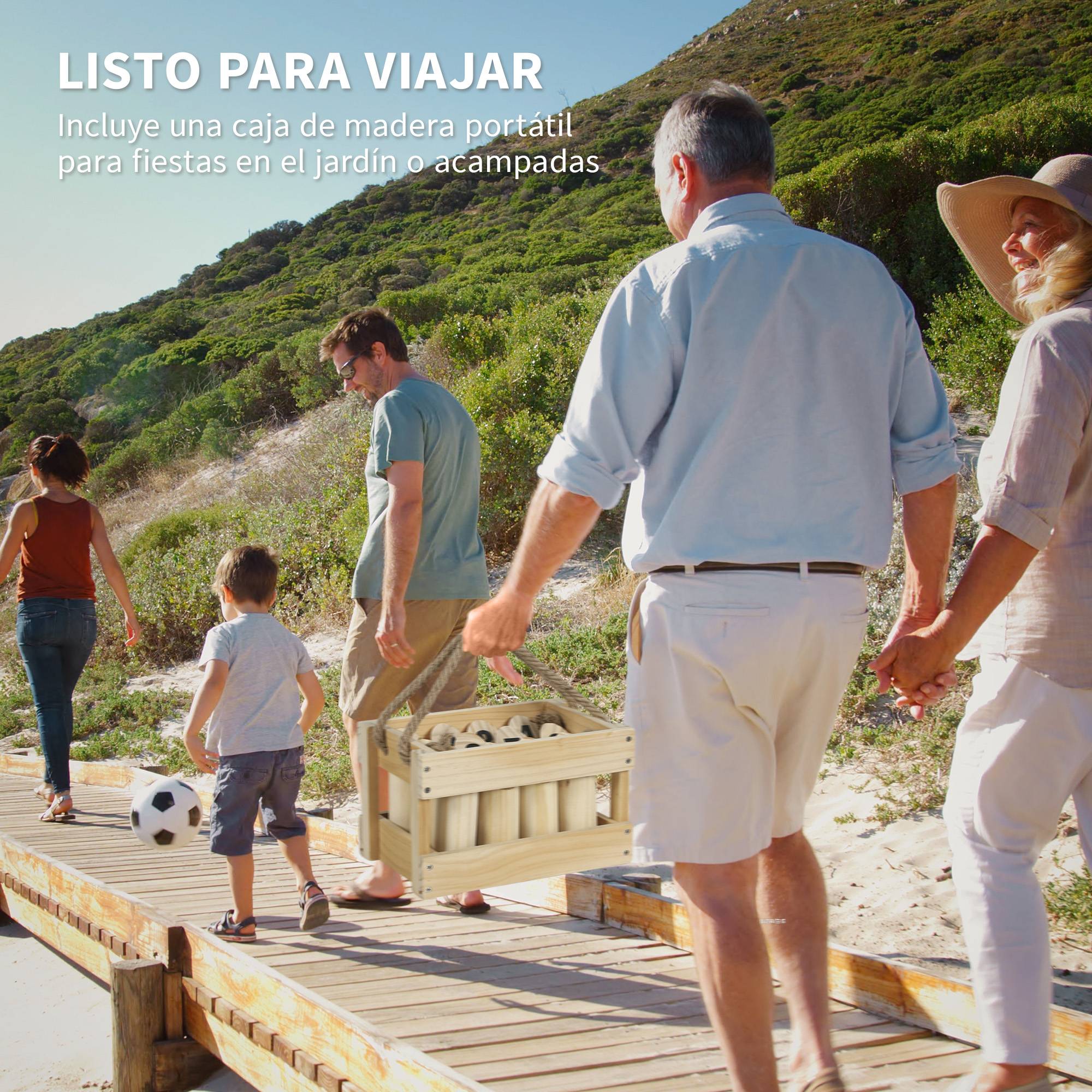 Jeu de bowling finlandais en bois avec 12 quilles, 1 queue et étui de transport pour adultes, style jardin naturel - Image 8