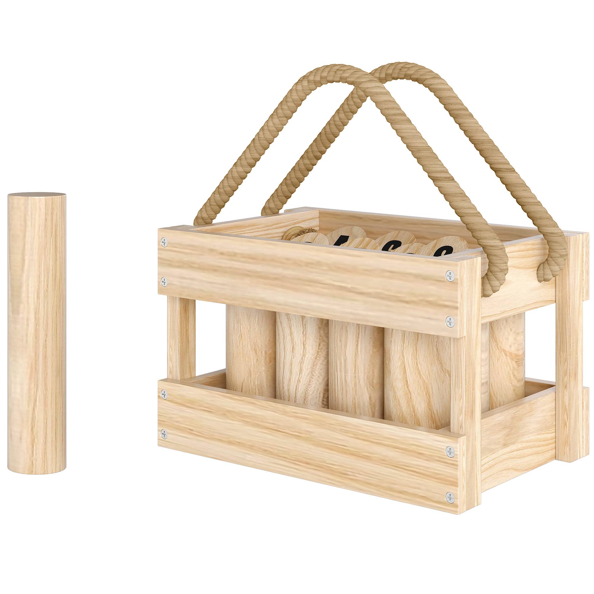 Jeu de bowling finlandais en bois avec 12 quilles, 1 queue et étui de transport pour adultes, style jardin naturel - Image 2