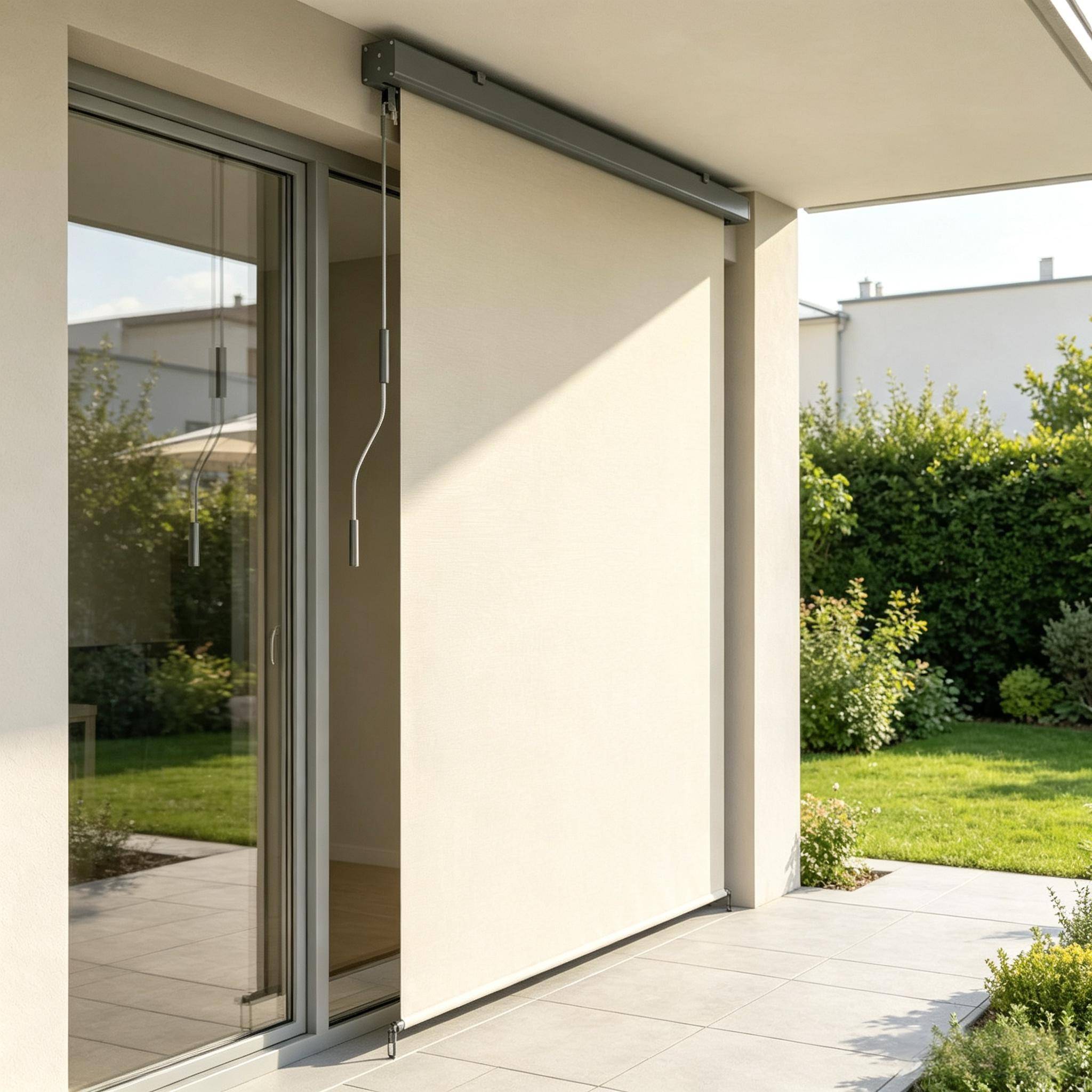 ComfortXL - Store extérieur vertical polyester 250 x 160 cm crème ou gris terrasse brise-vue - ComfortXL Outdoor Living - Image 2