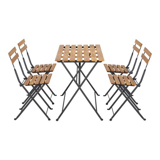 Casa.Pro - Salon de jardin 5 pièces Bovino avec table et 4 chaises pliantes noir naturel casa.pro - Image 3