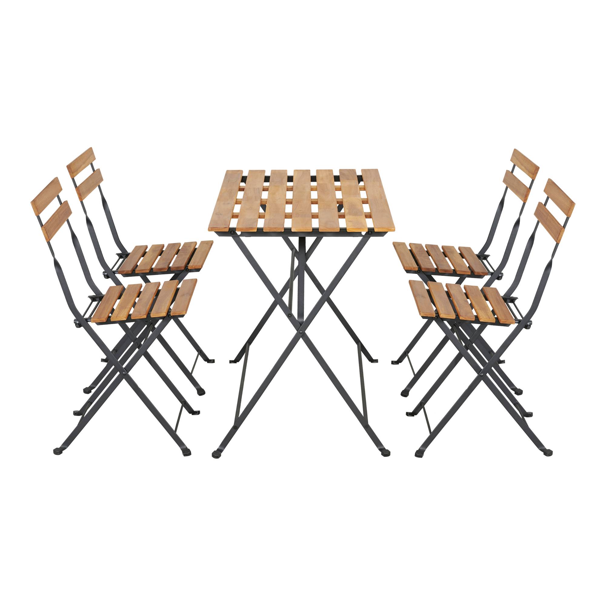 Casa.Pro - Salon de jardin 5 pièces Bovino avec table et 4 chaises pliantes noir naturel casa.pro - Image 3