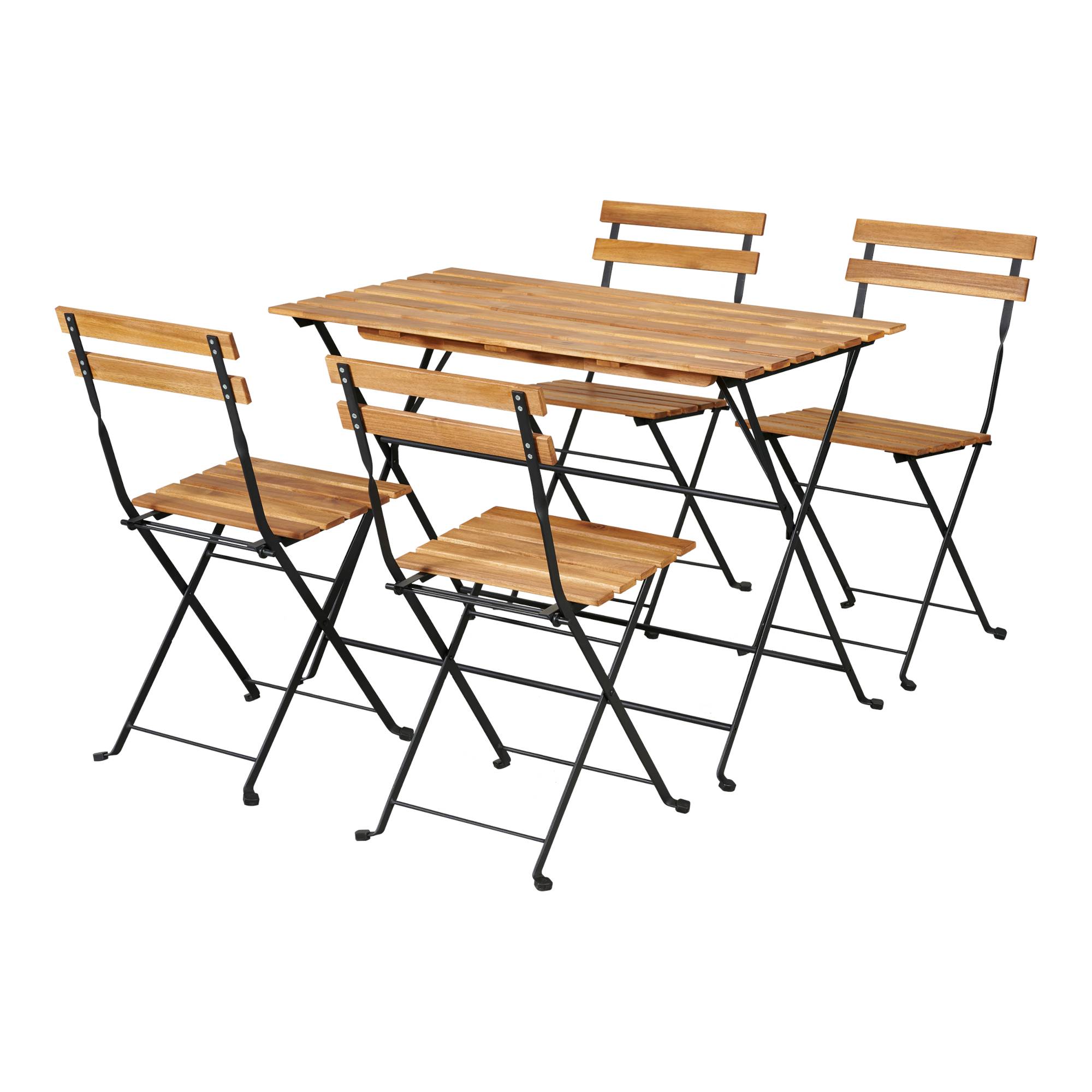 Casa.Pro - Salon de jardin 5 pièces Bovino avec table et 4 chaises pliantes noir naturel casa.pro - Image 1