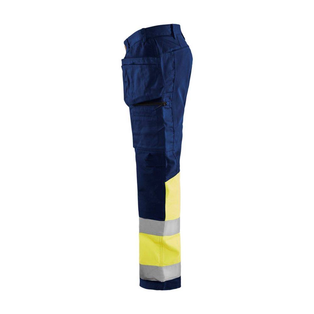 Pantalon artisan haute-visibilité +stretch Marine/Jaune fluo | 155818118933 - Blaklader - Image 4