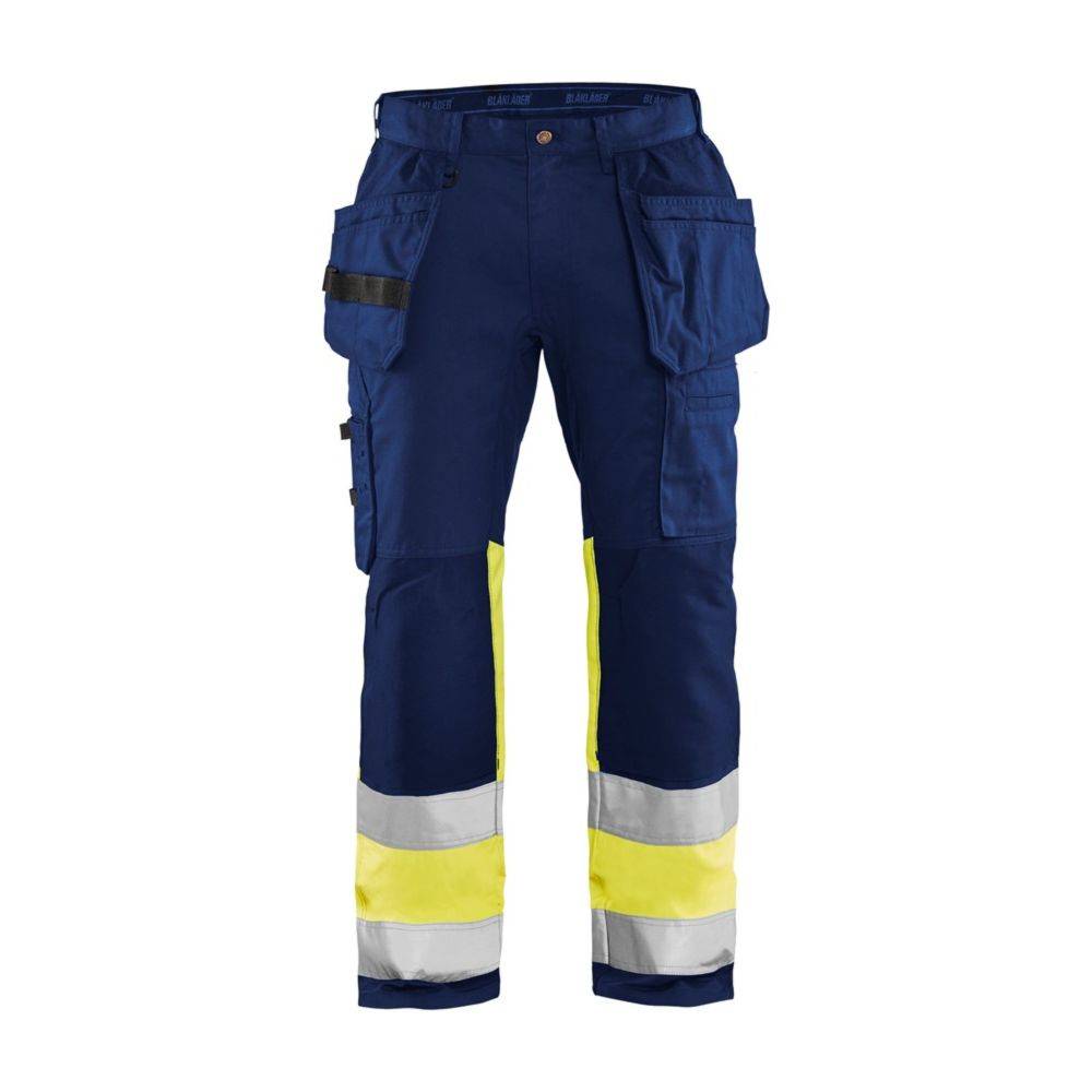 Pantalon artisan haute-visibilité +stretch Marine/Jaune fluo | 155818118933 - Blaklader - Image 1