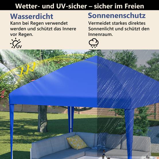 Tonnelle Pliante 3x3m Pop-up Acier Jardin Réglable Imperméable Bleu - ComfortXL Outdoor Living - Image 7