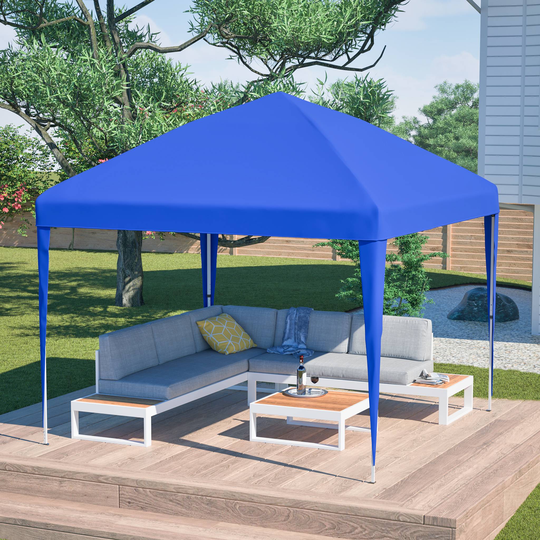Tonnelle Pliante 3x3m Pop-up Acier Jardin Réglable Imperméable Bleu - ComfortXL Outdoor Living - Image 1