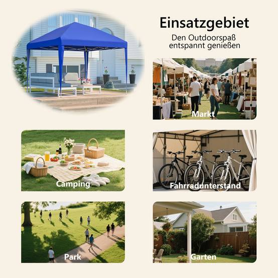 Tonnelle Pliante 3x3m Pop-up Acier Jardin Réglable Imperméable Bleu - ComfortXL Outdoor Living - Image 5