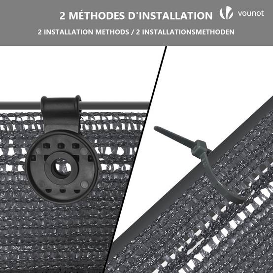 Brise vue occultant en HDPE 90g/m² 1x10m avec attaches de fixation anthracite - Image 5
