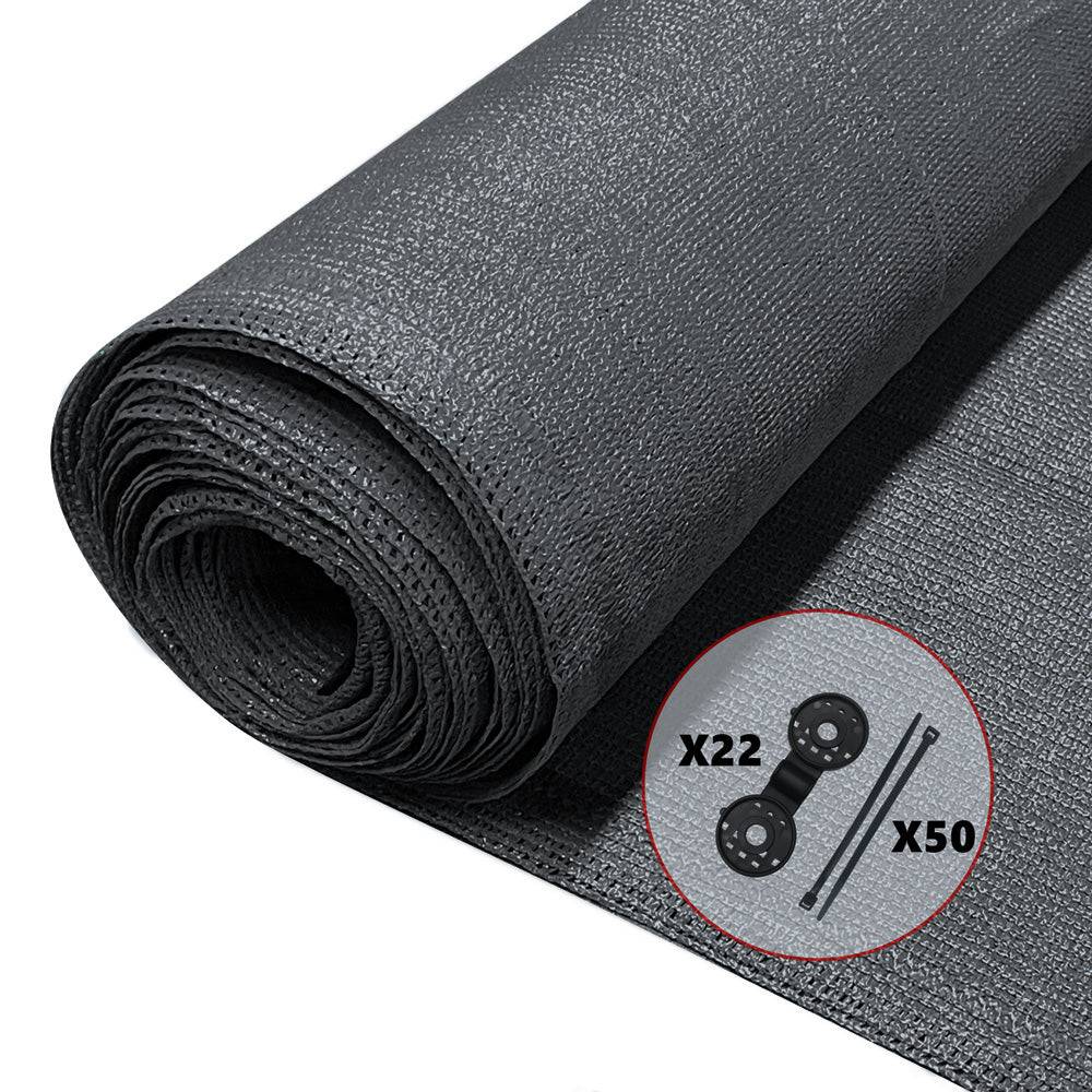 Brise vue occultant en HDPE 90g/m² 1x10m avec attaches de fixation anthracite - Image 1