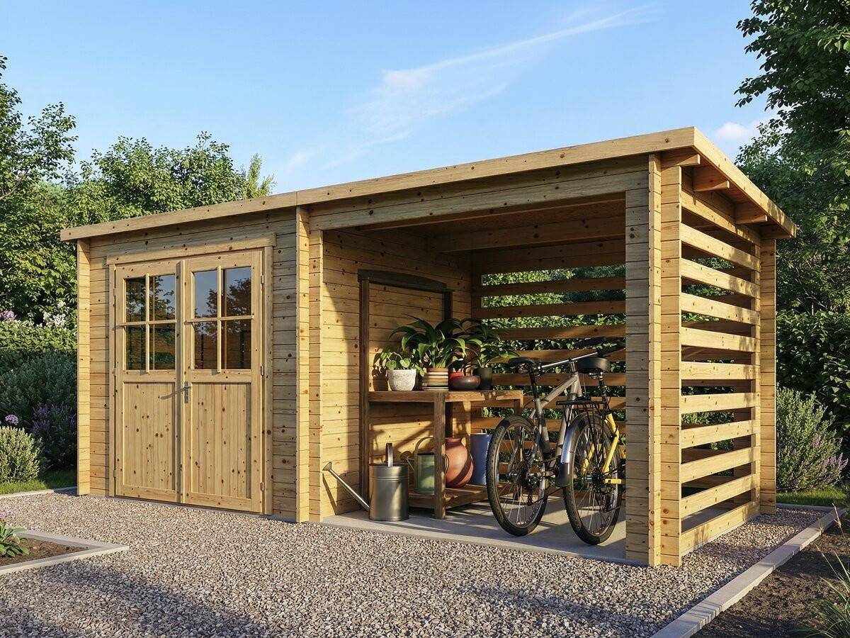 Habitat Et Jardin - Abri De Jardin Bois Avec Appentis "aureval" - 11m² - 2.24 X 5.01 X 2.07 M - 28 Mm -habitat Et Jardin - Image 2