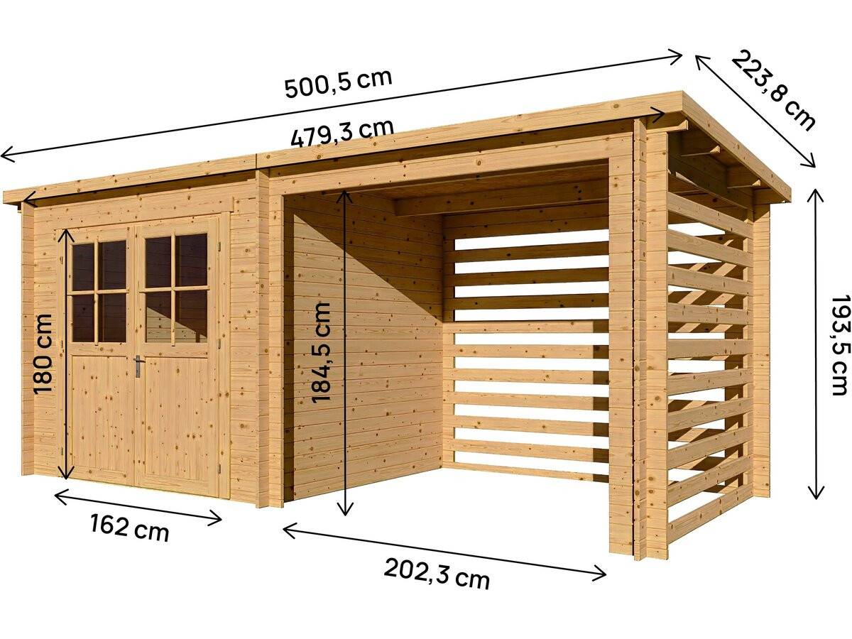 Habitat Et Jardin - Abri De Jardin Bois Avec Appentis "aureval" - 11m² - 2.24 X 5.01 X 2.07 M - 28 Mm -habitat Et Jardin - Image 3