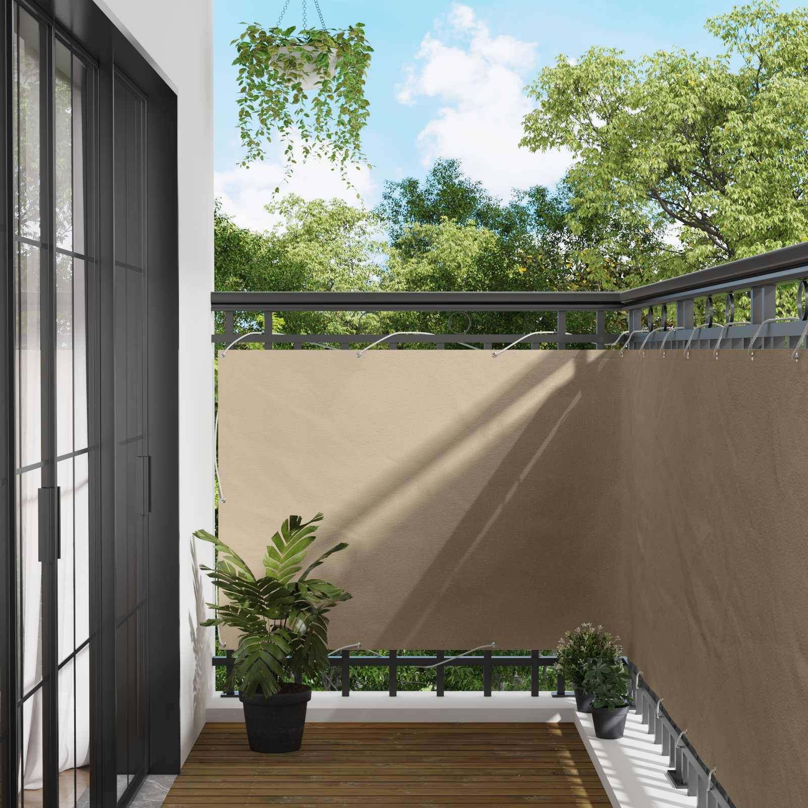 Écran de balcon Tissu Oxford Beige 110 x 300 cm - PANGIVO - Image 1
