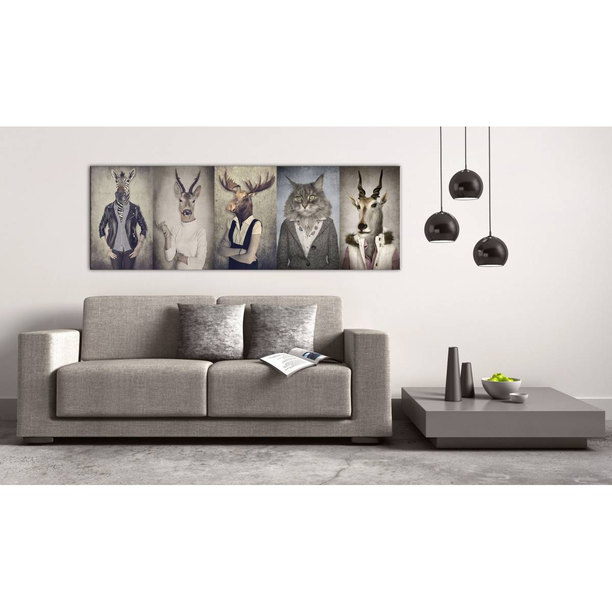 Tableau Imprimé "Animal Masks" 45 x 135 cm - Image 2