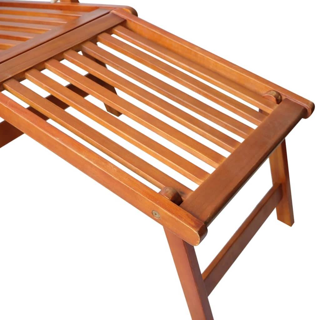 Helloshop26 - Transat chaise longue bain de soleil lit de jardin terrasse meuble d'extérieur avec repose-pied et coussin acacia solide - Image 5