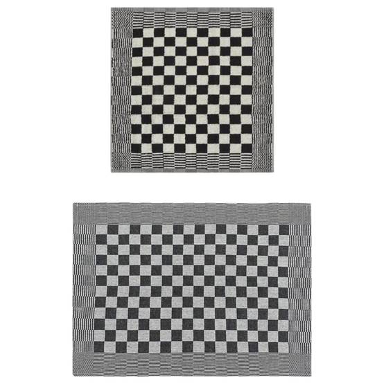 Ensemble de serviettes 20 pcs noir et blanc coton Maison Chic - Image 1