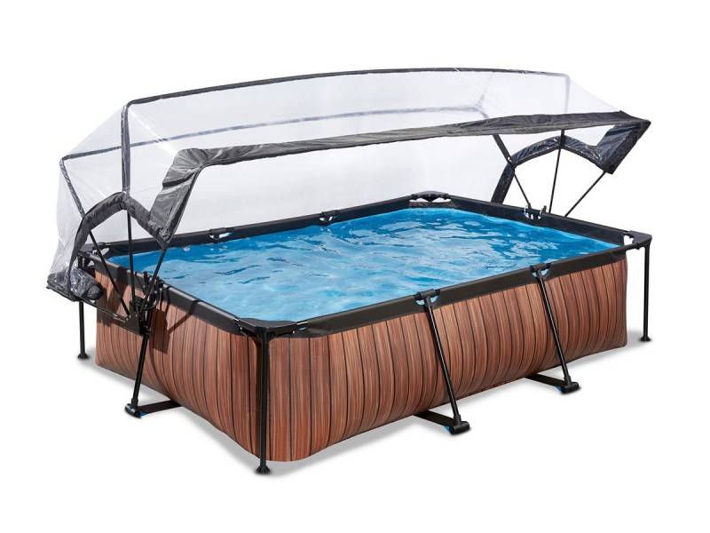 Exit Toys - Piscine tubulaire Wood rectangulaire 2,20 x 1,50 x 0,65 m avec dôme - Exit Toys - Image 1
